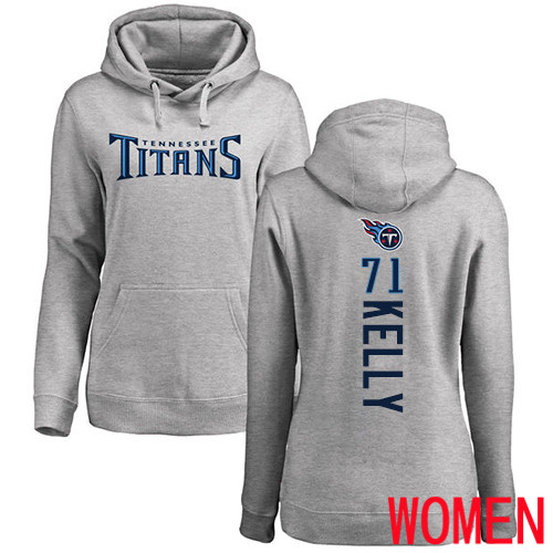 Tennessee Titans Ash Women Dennis Kelly Backer NFL Football #71 Pullover Hoodie Sweatshirts->nfl t-shirts->Sports Accessory